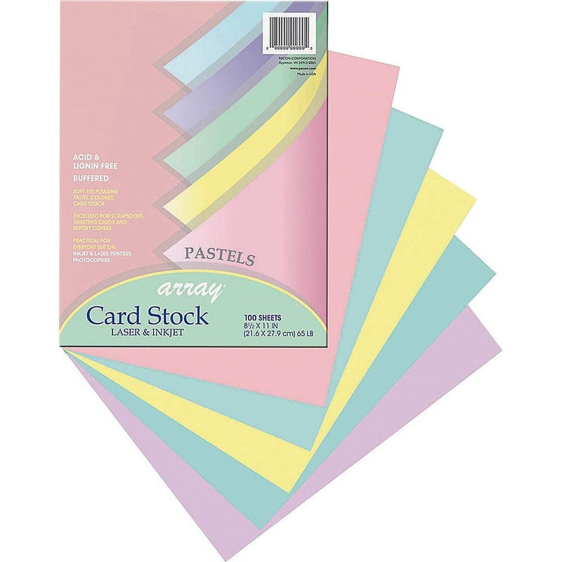 Pacon Array Card Stock Pacon Card Stock, 8 1/2 inches x 11 Inches, Pastel Assortment, 100 Sheets (101315), Assorted Pastel - Image 2